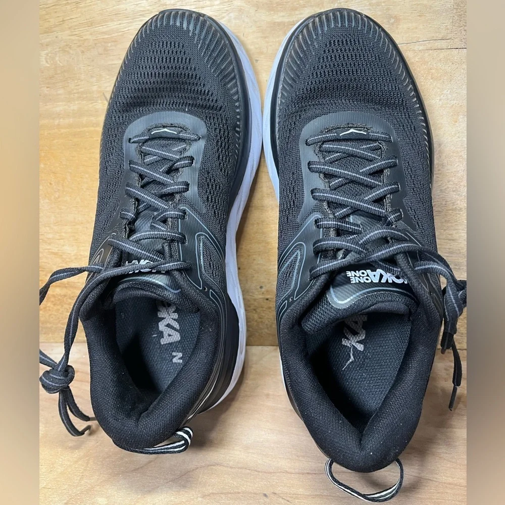 Hoka One One Bondi 7 CUSHIONED Womens Size 8 Running Shoes Sneakers Black - Picture 7 of 12